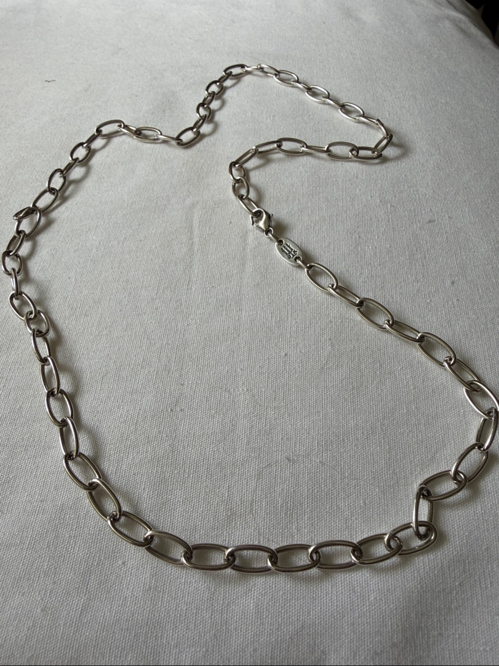 James Avery Retired Sterling Silver Oval Link Charm Holder Necklace